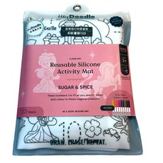 HeyDoodle 創意隨行矽膠畫墊 附無毒可擦拭彩色筆 9支, 幻彩童話 123, 1個