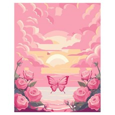 Taminayo 時尚DIY繪畫 30 x 40 cm, 1個, 玫瑰蝴蝶