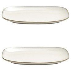 綠邊陶瓷方盤, 2個, 單品, 米色