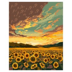Taminayo 時尚DIY繪畫 30 x 40 cm, 1個, 日落向日葵