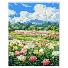 Taminayo 療癒時光 簡潔DIY數字油畫 30 x 40 cm, 1個, 牡丹盛開山野