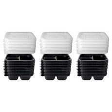 Bloom at home 方形半粥碗 黑色 3格, 50個, 1入