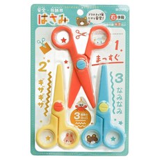 KUTSUWA 兒童安全剪刀3件組 直線 + 鋸齒 + 波紋, 1組, 混合顏色