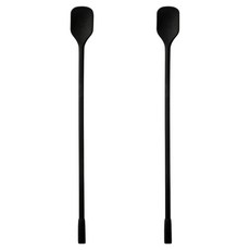이지실리 실리콘 다용도 사각 머들러 요거트 롱스푼, 블랙, 2개 블랙, 2개