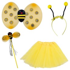 파티공구 꿀벌날개 3종 + 미니망사치마 세트, 옐로우, 1세트