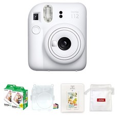 FUJIFILM 富士 instax mini 12 拍立得相機 黏土白 + mini底片 40張 + 透明保護殼 + 馬卡龍2層相簿 + Logo收納袋組合 instax mini 12, 1套