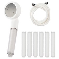 Home&Me Drizzle Duo增壓過濾蓮蓬頭+替換濾芯 6個+PVC軟管 2m, 1套, 白色