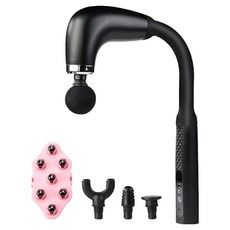 라이프엠디 4세대 업그레이드 진동 핸디 갈고리형 무선 커브 마사지건 + 헤드 4종 + 휴대용 림프 지압 마사지기 세트 LMD034B, 블랙