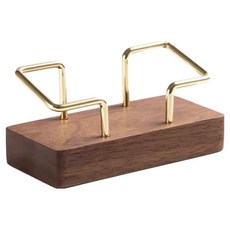 Pureon 原木桌面展示架 簡約設計 胡桃木雙層名片座 5 x 11 cm, 1個, 1欄