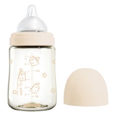 유비맘 시그니처 PPSU 배앓이방지 젖병 + 젖꼭지 세트, 베이지, 200ml, 1개