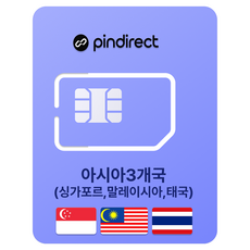 핀다이렉트 싱가로프 말레이시아 태국 유심칩, 1개, 10일, 매일 2GB 소진시 저속 무제한