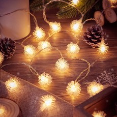 好物良品 LED聖誕節氣氛裝飾透明燈串 6米毛球, 透明色, 1個