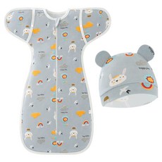 Starbean 圖案拉鍊包巾 + 帽子套組 6M