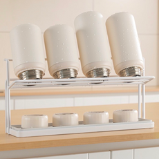 Ricobasic 保溫瓶馬克杯瀝水收納架, 白色, 1個, 2層