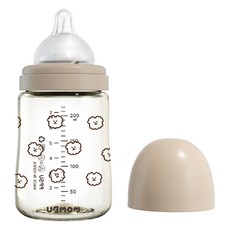 유비맘 시그니처 PPSU 배앓이방지 젖병 + 젖꼭지 세트, 초코, 200ml, 1개