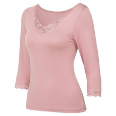 크리비아 여성용 장미 모티프 라이오셀 간절기 7부 내의 상의