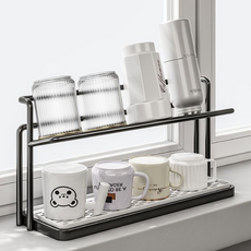 Rico Basic 保溫瓶馬克杯瀝水收納架, 黑色, 1個, 2層