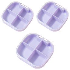 굄스 4格藥丸分配分裝盒 紫色 7.5 x 7 x 2 cm, 3個