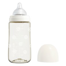 유비맘 시그니처 PPSU 배앓이방지 젖병 + 젖꼭지 세트, 화이트, 280ml, 1개