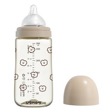 유비맘 시그니처 PPSU 배앓이방지 젖병 + 젖꼭지 세트, 초코, 280ml, 1개