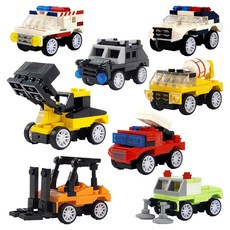 藝森 回力競速軌道積木迷你車 8件組, 1套, 混色