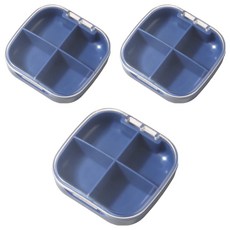 Goems 4格藥丸分裝盒 藍色 7.5 x 7 x 2 cm, 3個