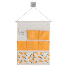 iSFun 清新果香布藝掛勾印花整理掛袋 + 掛勾 7格款, 檸檬