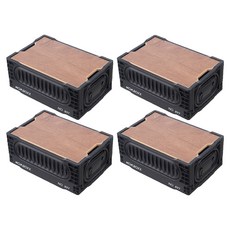 FAmILyLIFE 生活 凹豆可疊加木蓋折疊收納箱 6L, 星耀黑, 4個