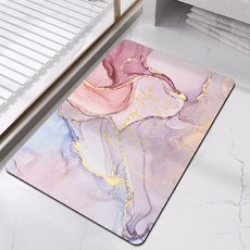 樹懶慢慢 山水潑墨風格硅藻泥軟地墊 M1 粉黛 60 x 40cm 浴室吸水防滑軟地墊, 1個