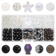 문구담 비즈 구슬 여름 팔찌 만들기 물고기와 불가사리, 06 흰검 계열, 1세트