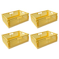 Lala工房室內裝飾折疊桌迷你收納籃, 黃色, 4個