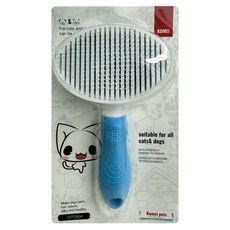 KOMEI寵物梳毛器 細針 藍色, 寵物梳 貓梳子, 一鍵除毛 舒適按摩, 1個