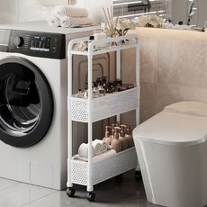 縫隙移動式層架推車 3層, 白色