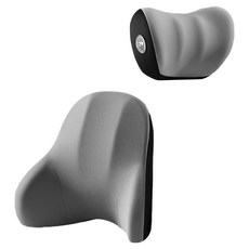 ANTIAN 汽車記憶棉頭枕腰靠套組 車用護頸枕+護腰枕 典雅灰 舒適支撐, 1個