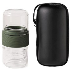 品茗旅用便攜茗茶套組, 茶杯2個+茶巾+茶葉罐+泡茶壺+收納包, 綠色旅行茶具組, 茶杯 2個 + 茶巾 + 茶葉罐 + 泡茶壺 + 收納包, 1組, 綠色