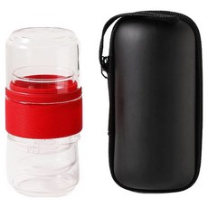 品茗旅用 便攜茗茶套組, 茶杯 2個 + 茶巾 + 茶葉罐 + 泡茶壺 + 收納包, 1組, 紅色