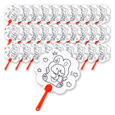 Ilsangsokbanzzak DIY底圖圖案動物扇子製作, 30個, 兔子