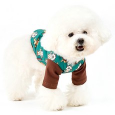 KINI KINI 寵物 Leky & Leny 動態短袖T恤, 綠色, 1個