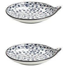 圖案陶瓷尖葉盤, 2個, 白色, 單品