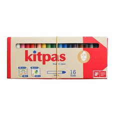 kitpas 環保無毒水洗米蠟筆16件組 日本製, 16色, 1盒