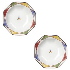 패턴 도자기 팔각접시 알록달록 찬기, 화이트, 2개