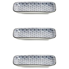 圖案陶瓷格子方盤, 3個, 白色, 單品