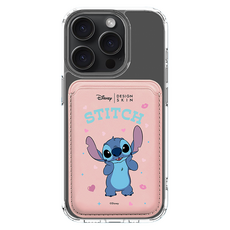 DESIGN SKIN MagSafe 皮革口袋 迪士尼, 1個, 粉紅害羞史迪奇