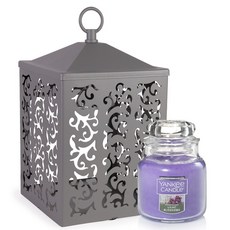 YANKee CANDLe 小蠟燭罐 + 小屋暖燭燈迷你套組, 紫丁香盛開, 灰色