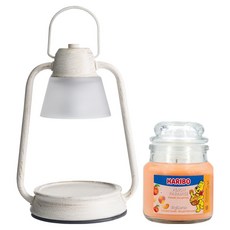 HARIBO 小罐香氛蠟燭 + Beacon 迷你融蠟燈組, 香檳色(融蠟燈), 蜜桃天堂