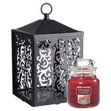 YANKee CANDLe 小蠟燭罐 + 小屋暖燭燈迷你套組, 黑櫻桃, 黑色