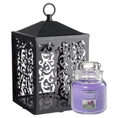 YANKee CANDLe 小蠟燭罐 + 小屋暖燭燈迷你套組, 紫丁香盛開, 黑色
