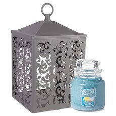 YANKee CANDLe 小蠟燭罐 + 小屋暖燭燈迷你套組, 巴哈馬微風, 灰色