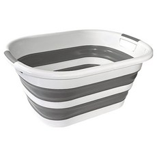 巧巧 摺疊收納籃, 1個, 灰色/白色