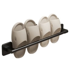 生活的配件無打孔黏貼式拖鞋架 50cm 2人用, 1個, 黑色